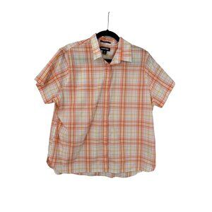 Land's End Button Up Shirt‎ Top Womens Size 18P Plaid Cowboy Cowgirl Western